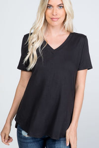 Black VNeck Short Sleeve Top (Includes Plus!)
