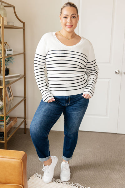 Be Still V-Neck Striped Sweater (ONLINE EXCLUSIVE!)