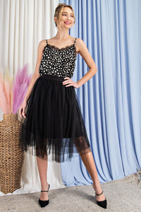 Black Tulle Skirt with Elastic Waist