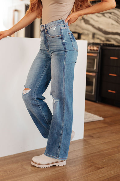 Bree High Rise Control Top Distressed Straight Jeans (ONLINE EXCLUSIVE!)