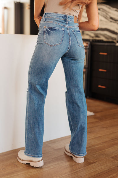 Bree High Rise Control Top Distressed Straight Jeans (ONLINE EXCLUSIVE!)