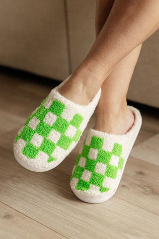 Checked Out Slippers in Green (ONLINE EXCLUSIVE!)