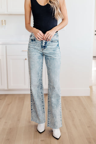 Dory High Waist Mineral Wash Raw Hem Wide Leg Jeans (ONLINE EXCLUSIVE!)