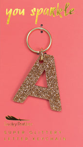 Gold Glitter Letter Keychains
