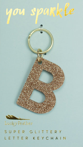 Gold Glitter Letter Keychains