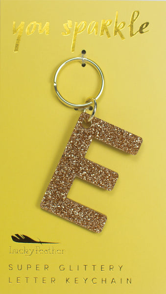 Gold Glitter Letter Keychains