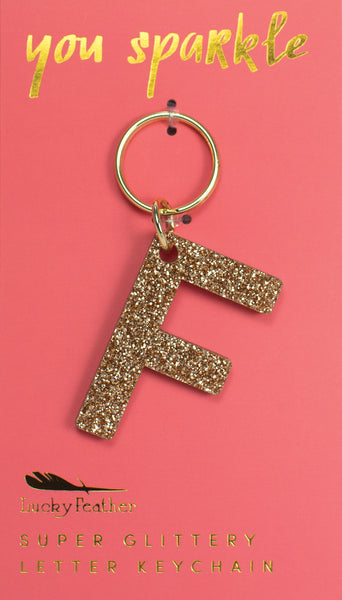 Gold Glitter Letter Keychains
