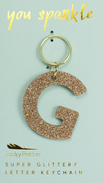 Gold Glitter Letter Keychains