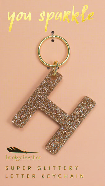 Gold Glitter Letter Keychains