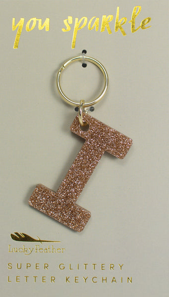 Gold Glitter Letter Keychains