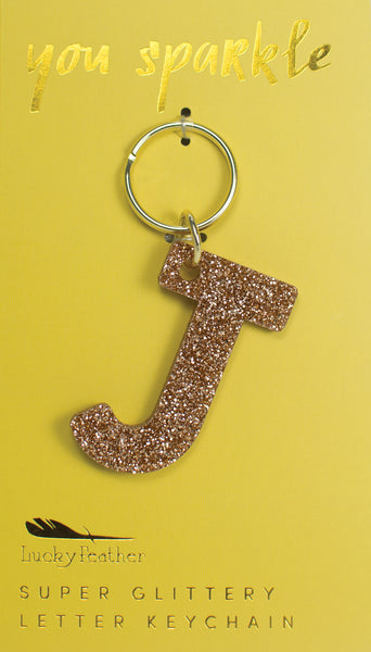 Gold Glitter Letter Keychains