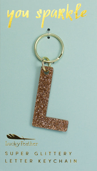 Gold Glitter Letter Keychains