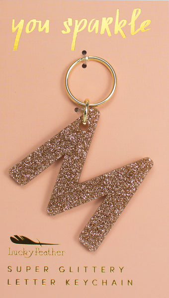Gold Glitter Letter Keychains