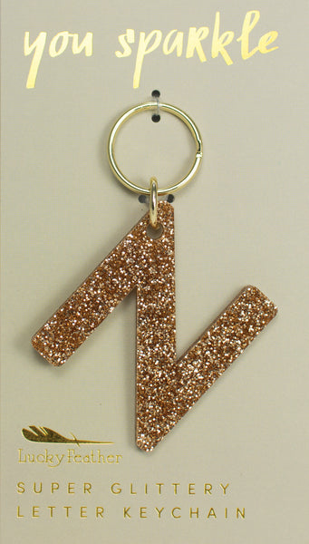 Gold Glitter Letter Keychains