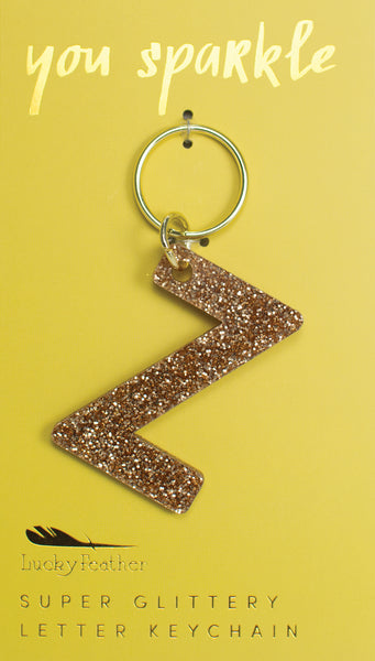 Gold Glitter Letter Keychains