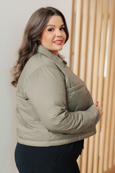 Hear Me Out Lightweight Puffer Jacket in Olive (ONLINE EXCLUSIVE!)