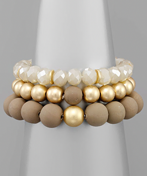 Clay and Glass Bead Stretch Bracelet Sets (Available in Six Colors)
