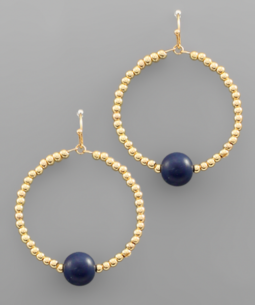 Gold Seed Bead and Clay Bead Circle Earrings (Available in 5 Colors)