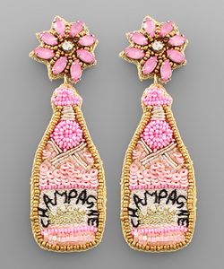 Beaded Pink Champagne Earrings