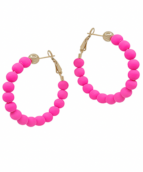 Clay Bead Hoop Earrings