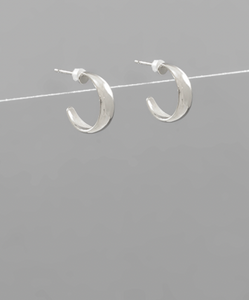 Rhodium Crescent Hoop Earrings