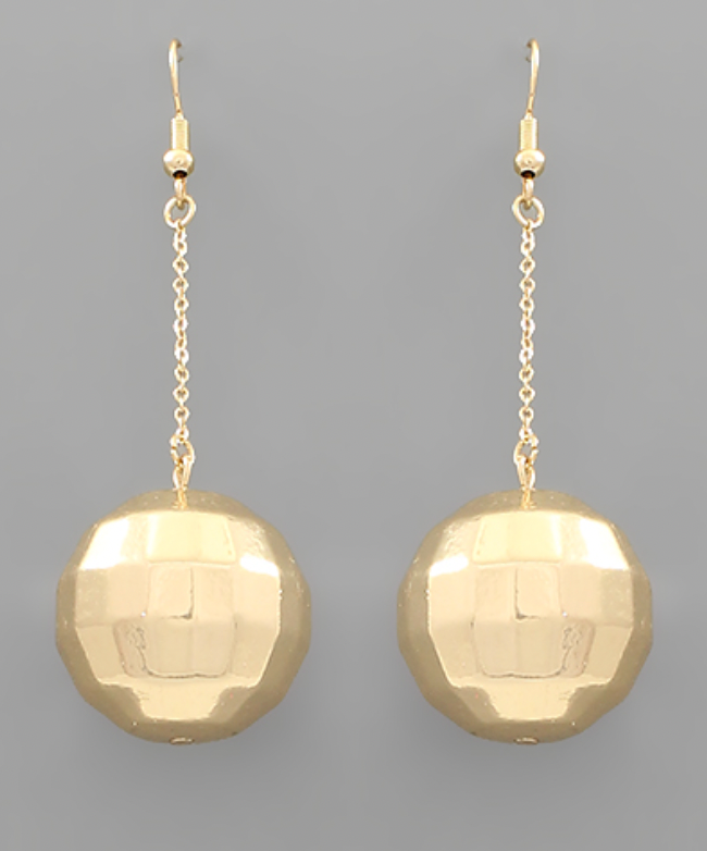 Gold Disco Ball Drop Earrings