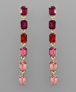 Fuchsia Ombré Crystal Baguette Linear Drop Earring