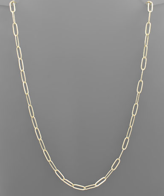 Gold Paperclip Chain Necklace - 24 Inch