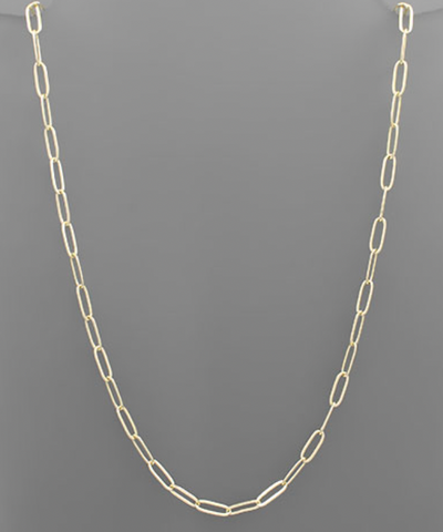 Gold Paperclip Chain Necklace - 24 Inch