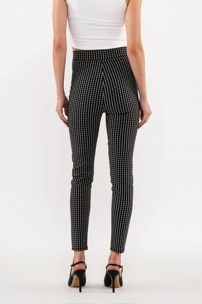 Black and White Checkered Straight Leg Stretch Pants (Includes Plus!)
