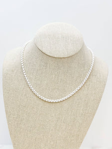 White Enamel Box Chain Necklaces