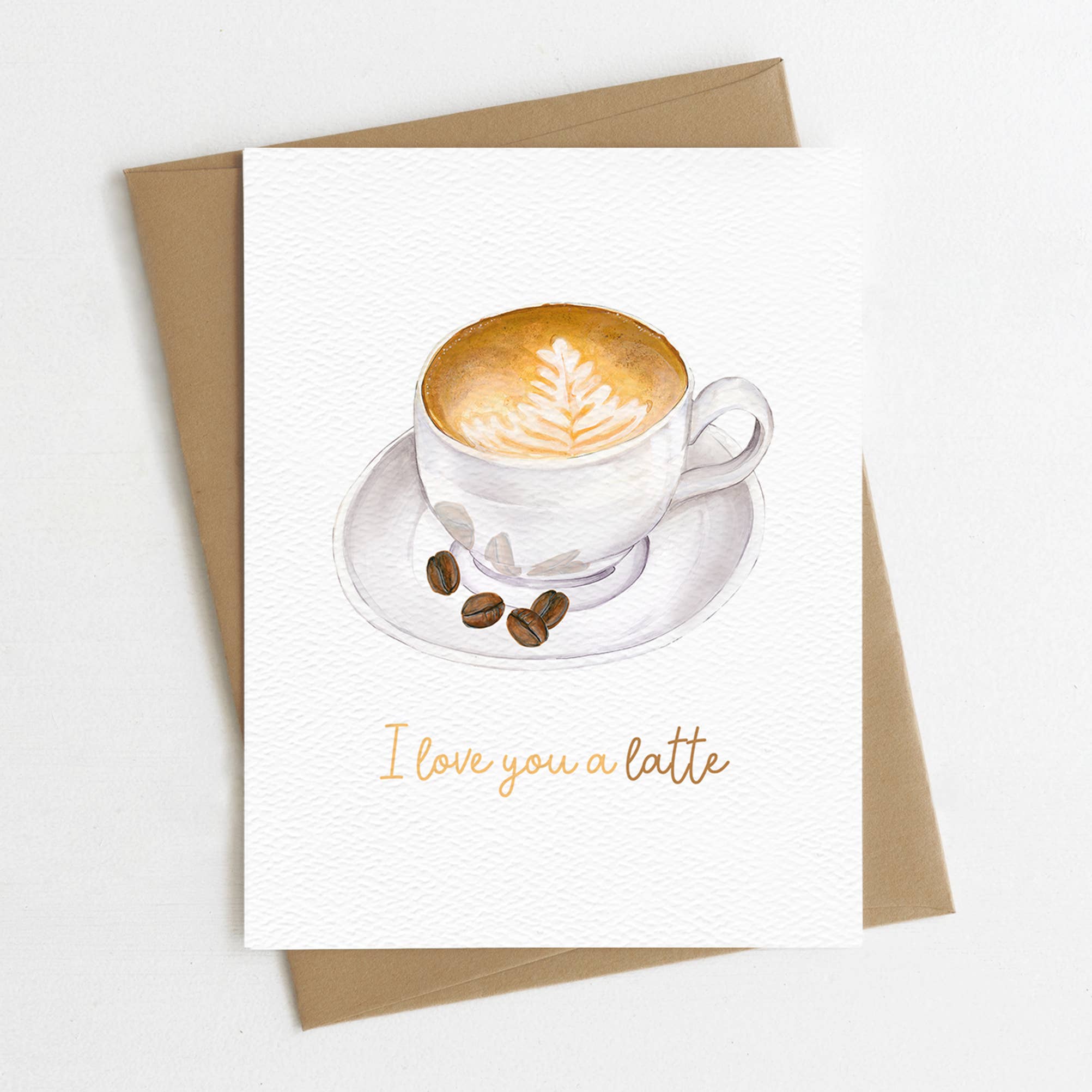 I love you a latte card, coffee shop card, Latte love