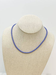 Purple Enamel Box Chain Necklaces