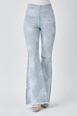 Mid Rise Pull On Flare Star Jeans