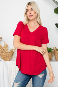 Red VNeck Short Sleeve Top (Includes Plus!)