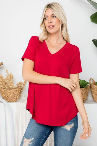 Red VNeck Short Sleeve Top (Includes Plus!)